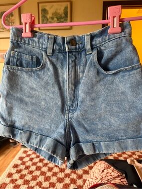 American Apparel Light Blue High-Rise Denim Shorts